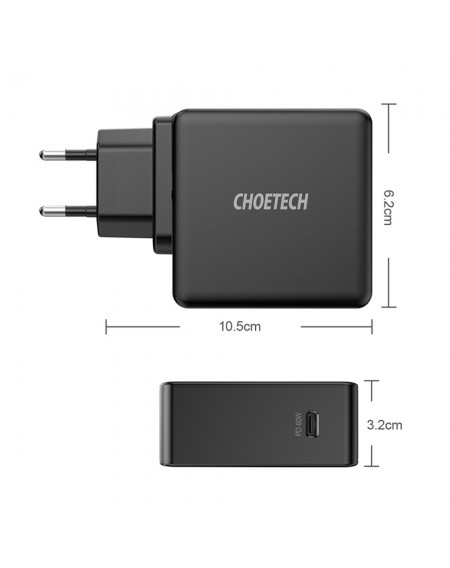 Choetech fast USB Type C wall charger PD 60W 3A black (Q4004-EU)