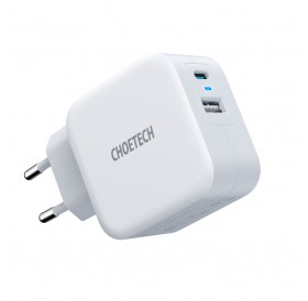 Choetech fast wall charger QC PD 38W 5A USB Type C + USB-A white (PD5002-EU)