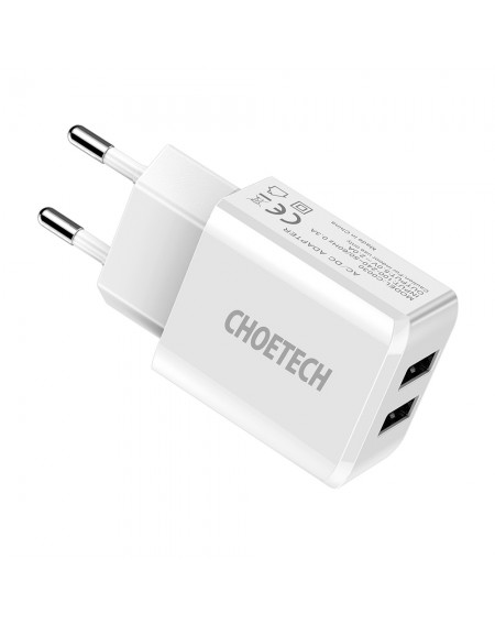 Choetech dual-port charger 2 x USB-A 10W 2A white (C0030)