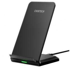 Choetech two-coil fast wireless charger 15W stand black + 1.2m micro USB cable (T524-F)
