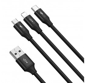 Baseus Rapid 3in1 USB cable - USB Type C / Lightning / micro USB for charging and data transfer (Lightning) 1.2m black (CAJS000001)