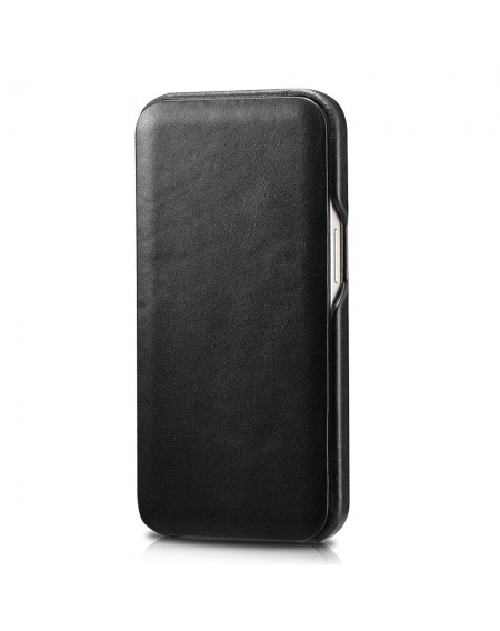 iCarer Curved Edge Vintage Folio Leather Case Genuine Leather Case iPhone 13 black (RIX1302-BK)
