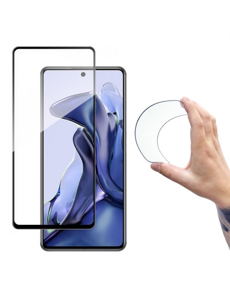Wozinsky Full Cover Flexi Nano Glass Film Tempered Glass With Frame Xiaomi Mi 11T Pro / Mi 11T Black