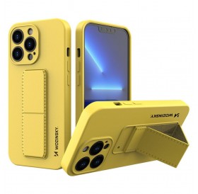 Wozinsky Kickstand Case silicone cover for iPhone 13 Pro yellow