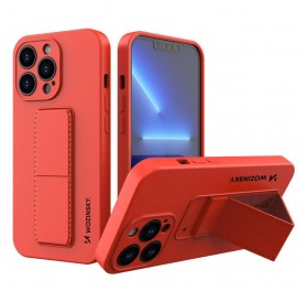 Wozinsky Kickstand Case silicone case with stand for iPhone 13 red