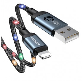 Joyroom durable cable USB cable - Lightning with sound-responsive LED backlight 2.4A 1.2m gray (S-1230N16)