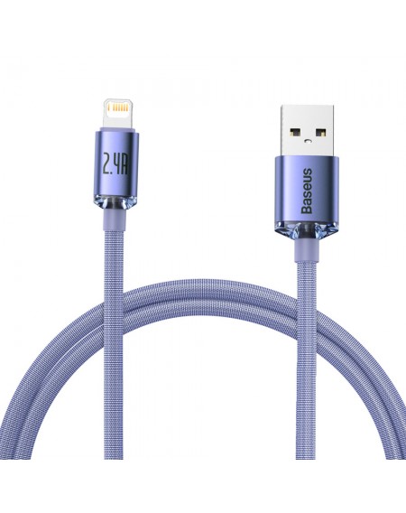 Baseus crystal shine series fast charging data cable USB Type A to Lightning 2.4A 1.2m purple (CAJY000005)