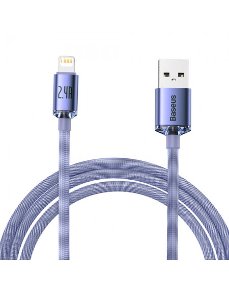 Baseus crystal shine series fast charging data cable USB Type A to Lightning 2.4A 2m purple (CAJY000105)