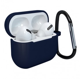 Apple AirPods 3 soft silicone earphones case + clip hook dark blue (case D)