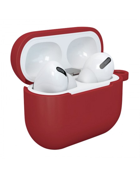 Apple AirPods 3 soft silicone earphones case + clip hook red (case D)
