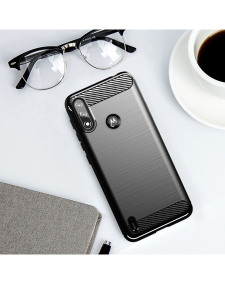 Carbon Case Flexible Cover Sleeve Motorola Moto E7i Power black