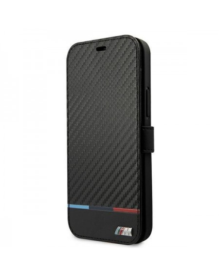 Etui BMW BMBKP13SPUCARTCBK iPhone 13 mini 5,4" czarny/black bookcase M Collection PU Carbon Stripe
