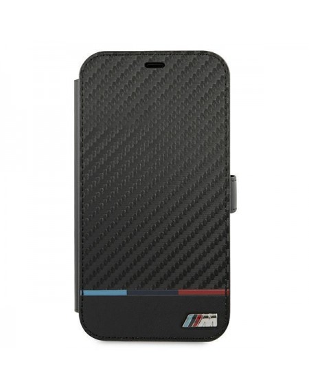 Etui BMW BMBKP13SPUCARTCBK iPhone 13 mini 5,4" czarny/black bookcase M Collection PU Carbon Stripe