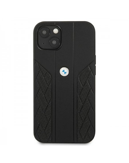 Etui BMW BMHCP13MRSPPK iPhone 13 6,1" czarny/black hardcase Leather Curve Perforate