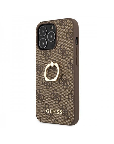 Guess GUHCP13L4GMRBR iPhone 13 Pro / 13 6,1" brązowy/brown hardcase 4G with ring stand
