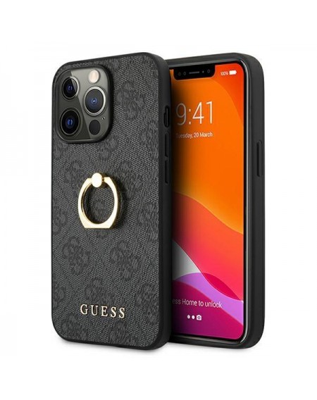 Guess GUHCP13L4GMRGR iPhone 13 Pro / 13 6,1" szary/grey hardcase 4G with ring stand