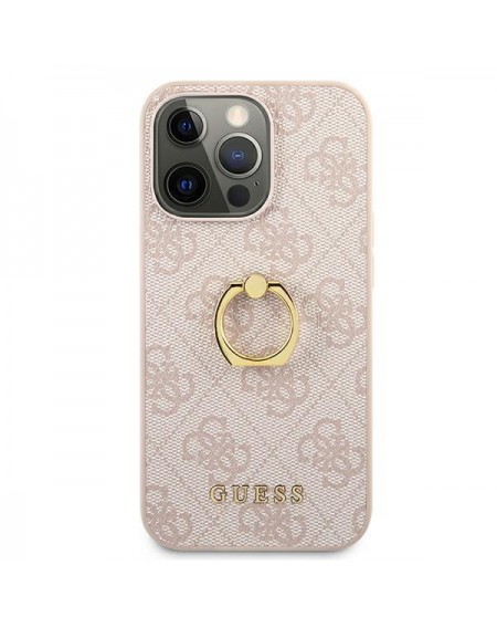 Guess GUHCP13L4GMRPI iPhone 13 Pro / 13 6,1" różowy/pink hardcase 4G with ring stand