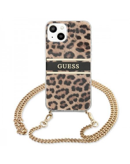 Guess GUHCP13SKBCLE iPhone 13 mini 5,4" Leopard hardcase Gold Strap