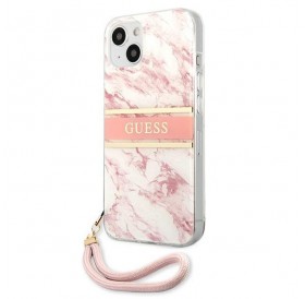 Guess GUHCP13SKMABPI iPhone 13 mini 5,4" różowy/pink hardcase Marble Strap Collection