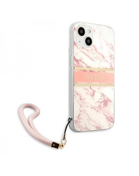 Guess GUHCP13SKMABPI iPhone 13 mini 5,4" różowy/pink hardcase Marble Strap Collection