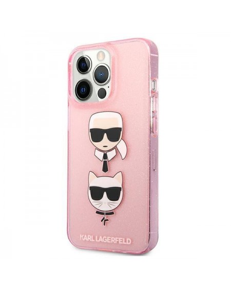 Karl Lagerfeld KLHCP13LKCTUGLP iPhone 13 Pro / 13 6,1" różowy/pink hardcase Glitter Karl`s & Choupette