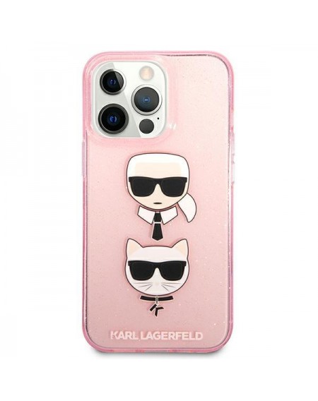 Karl Lagerfeld KLHCP13LKCTUGLP iPhone 13 Pro / 13 6,1" różowy/pink hardcase Glitter Karl`s & Choupette