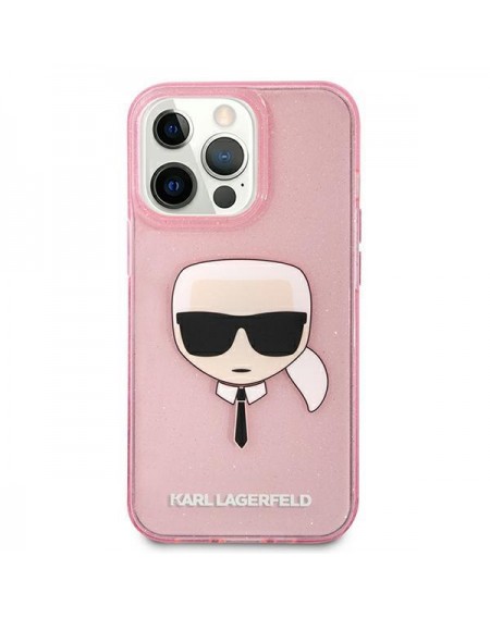 Karl Lagerfeld KLHCP13LKHTUGLP iPhone 13 Pro / 13 6,1" różowy/pink hardcase Glitter Karl`s Head