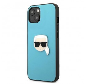 Karl Lagerfeld KLHCP13MPKMB iPhone 13 6,1" niebieski/blue hardcase Leather Ikonik Karl`s Head Metal