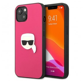 Karl Lagerfeld KLHCP13MPKMP iPhone 13 6,1" różowy/pink hardcase Leather Ikonik Karl`s Head Metal