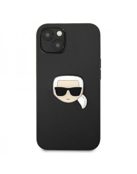 Karl Lagerfeld KLHCP13SPKMK iPhone 13 mini 5,4" czarny/black hardcase Leather Ikonik Karl`s Head Metal