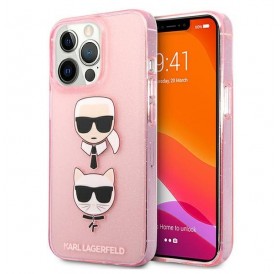 Karl Lagerfeld KLHCP13XKCTUGLP iPhone 13 Pro Max 6,7 &quot;pink / pink hardcase Glitter Karl`s &amp; Choupette
