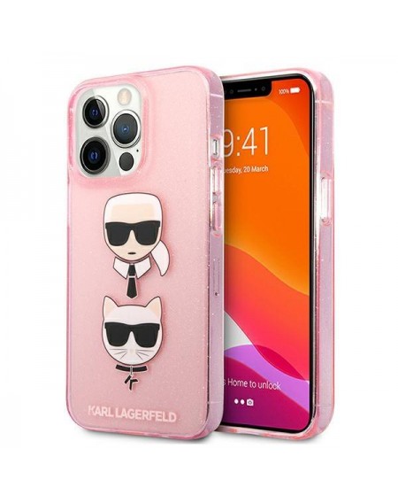 Karl Lagerfeld KLHCP13XKCTUGLP iPhone 13 Pro Max 6,7 &quot;pink / pink hardcase Glitter Karl`s &amp; Choupette