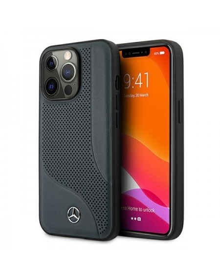 Mercedes MEHCP13LCDONA iPhone 13 Pro / 13 6,1" granatowy/navy hardcase Leather Perforated Area