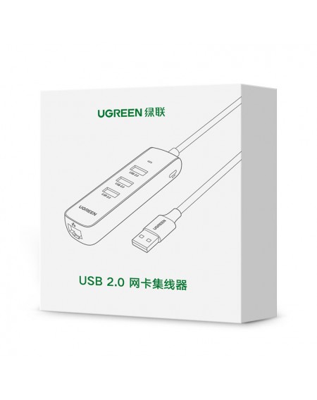 Ugreen adapter USB Type C - Ethernet RJ45 / 3 x USB black adapter (CM416)