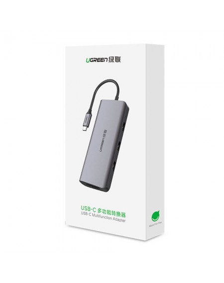 Ugreen 9in1 multifunctional HUB USB 3.2 Gen. 1 HDMI (4K @ 60Hz) VGA (Full HD @ 60Hz) Ethernet TF / SD PD card reader 100W USB Type C PD gray (CM179)
