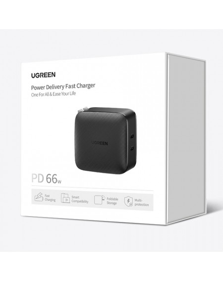 Ugreen charger 2x USB Type C 66W Power Delivery 3.0 Quick Charge 4.0+ black (CD216)