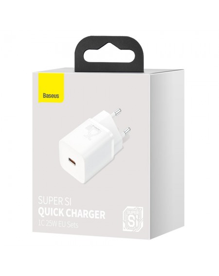 Baseus Super Si 1C fast wall charger USB Type C 25W Power Delivery Quick Charge white (CCSP020102)