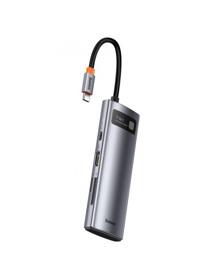 Baseus Metal Gleam Series multifunctional HUB USB 7in1 Type C HDMI TF PD card reader gray (WKWG020113)