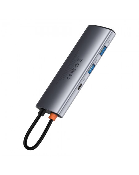 Baseus Metal Gleam Series multifunctional HUB USB 7in1 Type C HDMI TF PD card reader gray (WKWG020113)