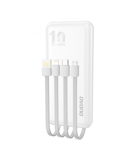 Dudao K6Pro Universal 10000mAh Power Bank with USB Cable, USB Type C, Lightning white (K6Pro-white)