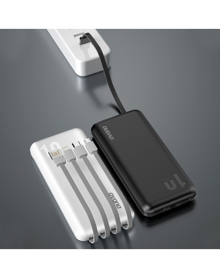 Dudao K6Pro Universal 10000mAh Power Bank with USB Cable, USB Type C, Lightning Black (K6Pro-black)