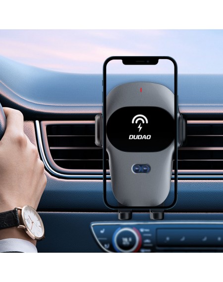 Dudao car holder with built-in Qi wireless charger 15W gray (F20xs)