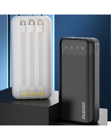 Dudao capacious powerbank with 3 built-in cables 20000mAh USB Type C + micro USB + Lightning black (Dudao K6Pro +)