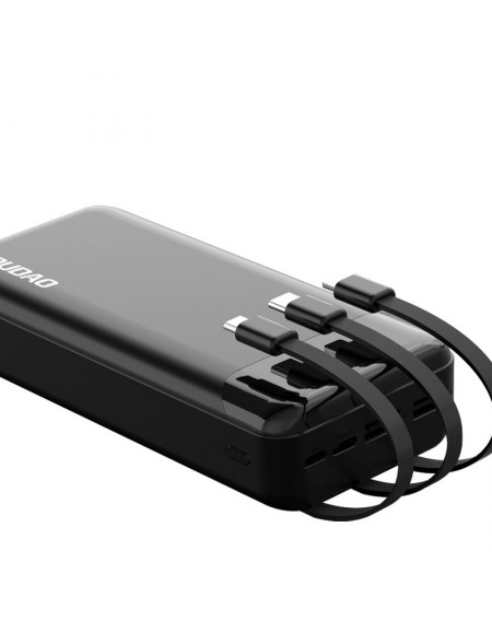 Dudao capacious powerbank with 3 built-in cables 20000mAh USB Type C + micro USB + Lightning black (Dudao K6Pro +)