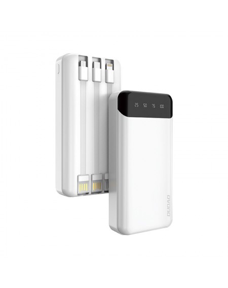 Dudao capacious powerbank with 3 built-in cables 20000mAh USB Type C + micro USB + Lightning white (Dudao K6Pro +)