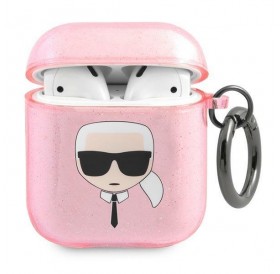 Karl Lagerfeld KLA2UKHGP AirPods cover różowy/pink Glitter Karl`s Head