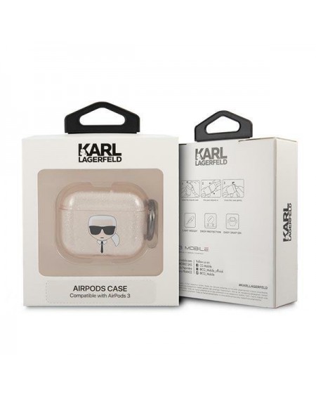 Karl Lagerfeld KLA3UKHGD AirPods 3 cover złoty/gold Glitter Karl`s Head