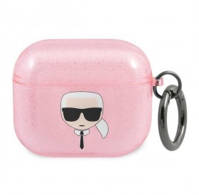 Karl Lagerfeld KLA3UKHGP AirPods 3 cover różowy/pink Glitter Karl`s Head