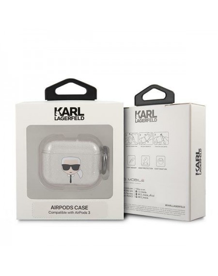 Karl Lagerfeld KLA3UKHGS AirPods 3 cover srebrny/silver Glitter Karl`s Head