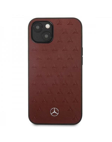 Mercedes MEHCP13SPSQRE iPhone 13 mini 5,4" czerwony/red hardcase Leather Stars Pattern